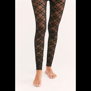 Free People Runaway Lace Cropped Tights NWT